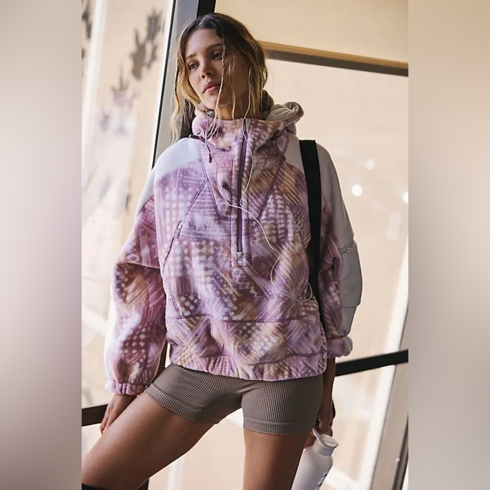 Free People Wild And Free Printed Fleece Pullover